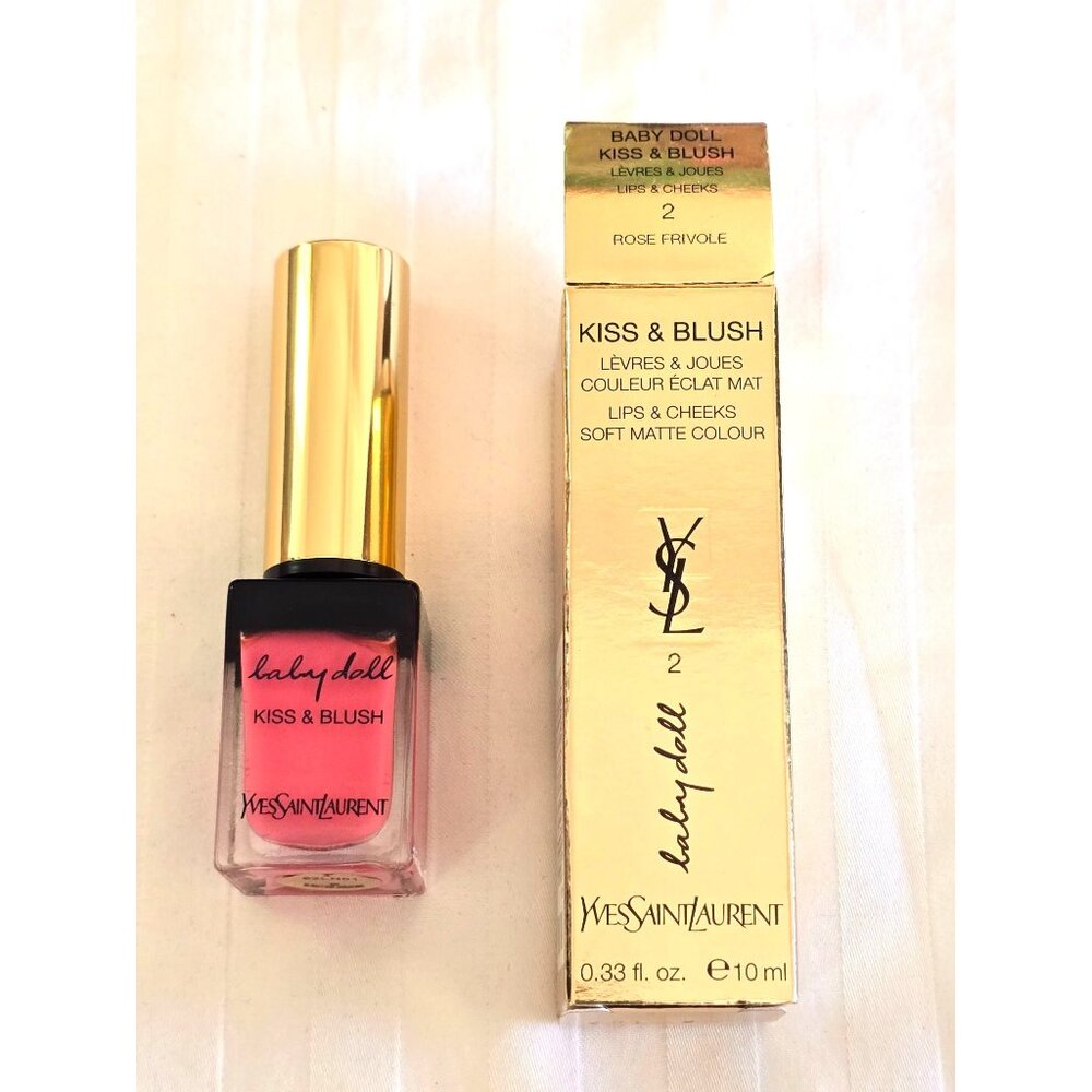 YSL Baby Doll Kiss and Blush 2 Rose Frivole Lipstick Blush MU2